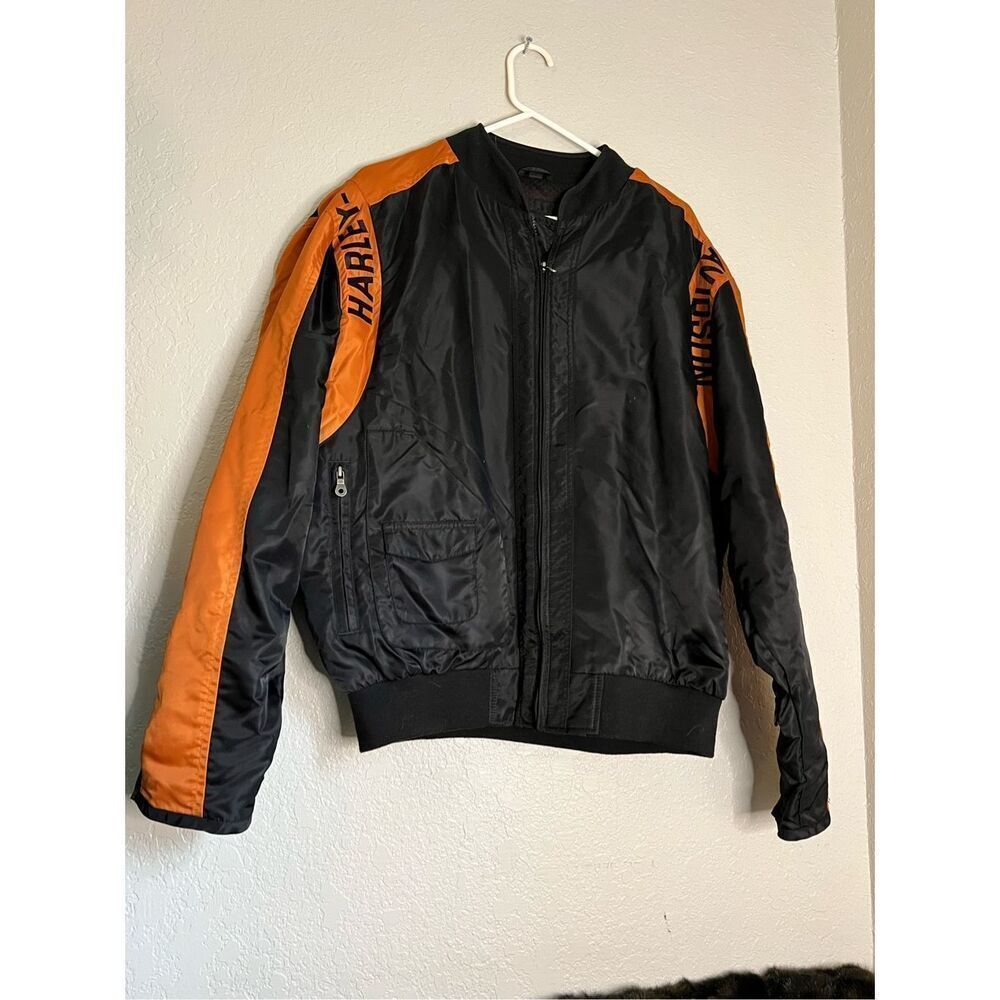 VINTAGE Harley Davidson Motorcycle Nylon‎ Biker Jacket sz L Adult Men